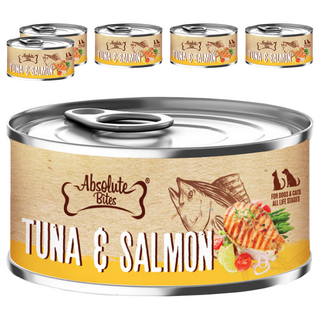 Absolute Bites AB饗食無穀低敏罐, 鮪魚 + 鮭魚, 80g, 6罐