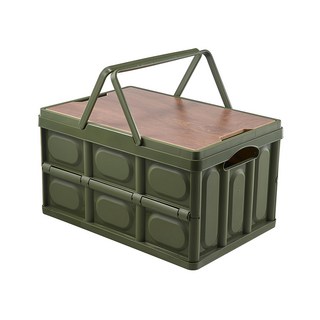 手提露營木蓋摺疊箱 大號 結構穩固 強力承重, 綠色, 1個