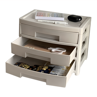 GINII 基尼 桌上型抽屜收納櫃 29x21x21.5cm, 象牙白, 3層