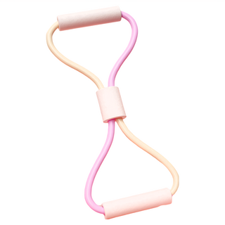 GoPeaks 多功能瑜珈健身體態 加粗8字拉力繩, 白粉雙色, 1個