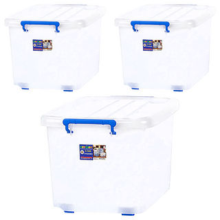 KEYWAY 聯府 滑輪掀蓋整理箱 收納箱 110L, 透明色, 3個