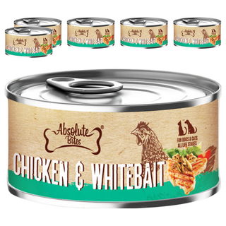 Absolute Bites AB饗食無穀低敏罐, 雞肉 + 銀魚, 80g, 6罐