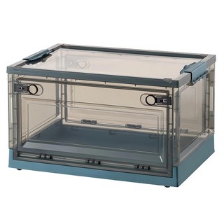 三開式折疊收納箱, 47 x 35 x 23.5cm, 湛湛藍 + 茶色, 1個