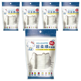 三麗鷗 Hello Kitty 超柔順牙線棒 輕巧包 50支, 5包