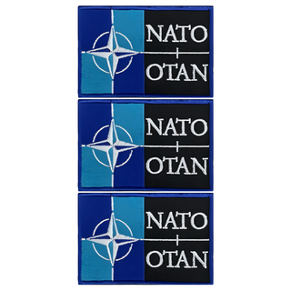 A-ONE 匯旺 DIY國旗刺繡徽章布貼 3個 Set 8x5cm 台灣製, 北大西洋公約 藍色, 1組