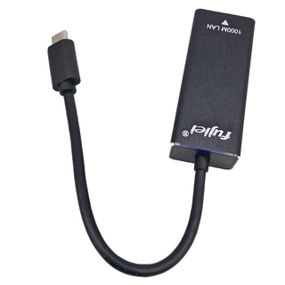 fujiei 富吉 USB3.1 Type-C 轉 RJ45 超高速網路卡 支援10/100/1000Mbps運作 時尚黑, AJ0071, 1個