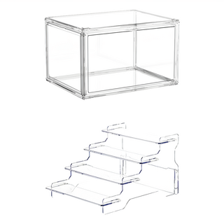 mohe 木暉居家 防塵潮玩公仔展示架收納盒, 全透明, 1組