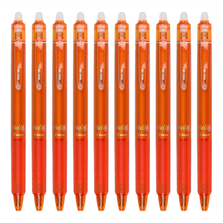 PILOT 百樂 FRIXION 按鍵魔擦筆 筆尾橡摩擦即可修正 擦拭後不留痕跡 書寫流暢, 桔色, 10支