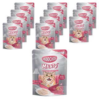 MOOCHIE 姆吉 無榖鮮肉高齡貓餐包系列, 70g, 鮪魚鰹魚, 12包