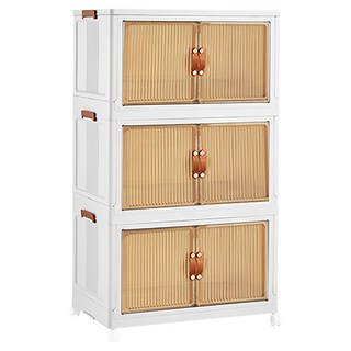 FAmILyLIFE 生活 隨意配 3層折疊雙開收納櫃, 米白色, 1組