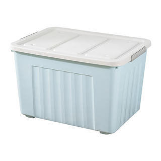 AOTTO 創意傢俱 大容量滑輪彩色收納整理箱 優質PP材質, 52 x 38 x 34cm, 天空藍, 4個