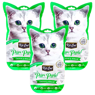 Kit Cat 呼嚕嚕肉泥, 雞肉 + 扇貝, 60g, 3袋