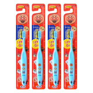 LION 獅王 麵包超人 兒童牙刷 V型刷毛 幫助清潔牙垢 適用1.5~5歲兒童, 顏色隨機, 1入, 4支