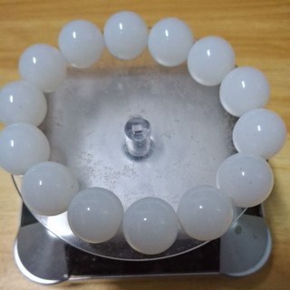 16mm羊脂白玉圓珠手串 - 天然玉石手鍊,溫潤細膩,保平安招好運