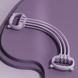 可調磅數六股拉力帶 八字拉力器 開肩美背彈力繩, 薰衣紫【6管可調節袋裝】, 1個