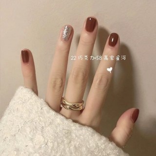 秋冬溫變指甲油 免烤 持久不掉色 防水速乾 學生美甲 (臺灣出貨), 22巧克力+58高密【免烤型】, 1個