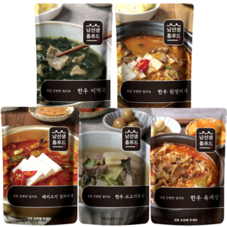 남선생홈푸드 국 찌개 밀키트 5팩(10인분) 김치찌개 미역국 소고기무국 된장찌개 육개장 5종 세트, 5개, 400g