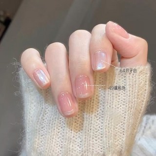 秋冬溫變指甲油 免烤 持久不掉色 防水速乾 學生美甲 (臺灣出貨), 49藕粉+64月光白【免烤型】, 1個