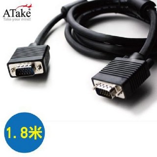 小白的生活工場 ATake VGA線 15公對公 1.8米 黑色, 1條