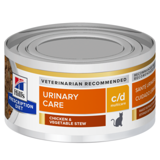 Hill's 希爾思 獸醫推薦 貓用處方食品 c/d 多重護理 雞肉蔬菜燉罐頭 82ml (24入), 24個, CHICKEN & VEGETABLE STEW