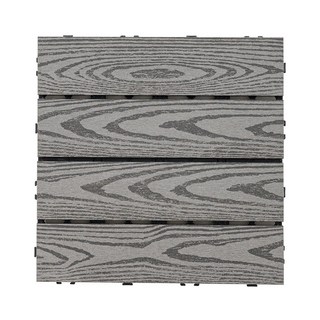 卡扣式拼接木紋地板,深灰木紋,9片組,防水、防焰、防腐,可適用於陽台、花園, 1個, 深灰木紋X9