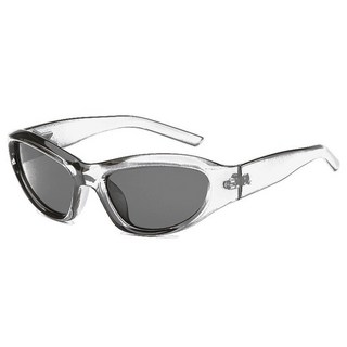 Y2K 造型眼鏡 賽博朋剋 蹦迪 嘻哈 網紅同款 小紅書同款 時尚運動護目鏡, 2025新款透明框灰片, 1個