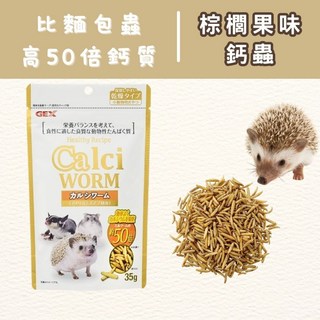 棕櫚果味鈣蟲35g 刺蝟零食 刺蝟點心 蜜袋鼯餅乾 倉鼠點心 倉鼠零食 健康倉鼠點心 黑水虻 麵包蟲 GEX, 1個, 棕櫚果味鈣蟲 35g/包, 35g/包
