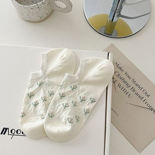 suxinaimin 春夏薄款 隱形襪 船型襪 船襪 襪子 中筒襪 短襪 透氣襪 白襪 女襪 鬱金香短襪 D96015