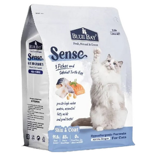 倍力BLUE BAY EASY 幼母貓 亮毛美膚 成幼貓化毛配方 SENSE 低敏乾糧 貓食, 1個, (升級版)美膚爆毛-三種魚,1.5kg