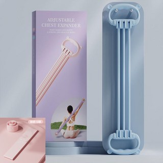 可調磅數六股拉力帶 八字拉力器 開肩美背彈力繩, 天空藍【6管可調節盒裝】+翹臀圈, 1個