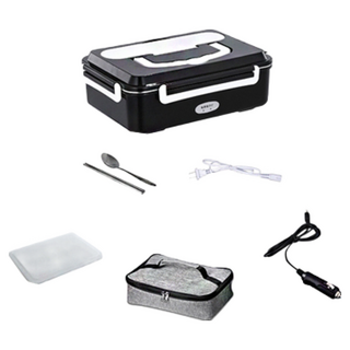 【家用/車載雙充電】電熱飯盒 304不鏽鋼, 1個, 【全配版】