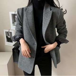 COSYEVNO 여성 아우터 겨울 루즈핏 편안한 통근 버튼 스타일 재킷 LFHnswt-3