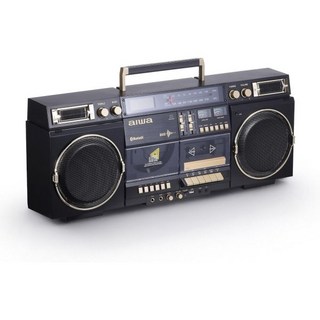 카세트 녹음 기능이 있는 aiwa 레트로 붐박스 백트랙 CD 플레이어 블루투스 5.0 FMAM 라디오 USBSDAUX 입력 VU 미터 LCD 디스플레이 듀얼 40W 스피커블랙, Black and Gold, 검정과 금색