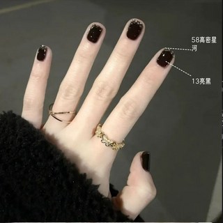 秋冬溫變指甲油 免烤 持久不掉色 防水速乾 學生美甲 (臺灣出貨), 13亮黑+58高密星河【免烤型】, 1個