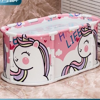 摺疊泡澡桶 儲水桶 親子款 沐浴桶 保溫, 1個, 免安裝加長獨角獸贈坐墊x靠墊x打氣筒