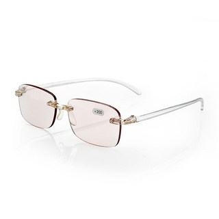 室內抗藍光老花眼鏡 永久性抗藍光 無框超輕鏡框 茶框/透明框