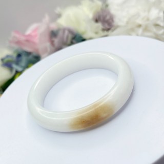 俏一口 糖白玉 糖玉 手鐲 53mm 圈口 俏色 手環