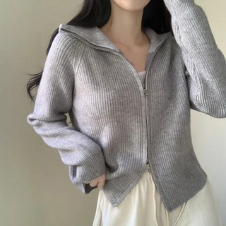 예쁨시전 소장템 낙낙 투웨이 카라넥 긴팔 골지 니트 집업 가디건