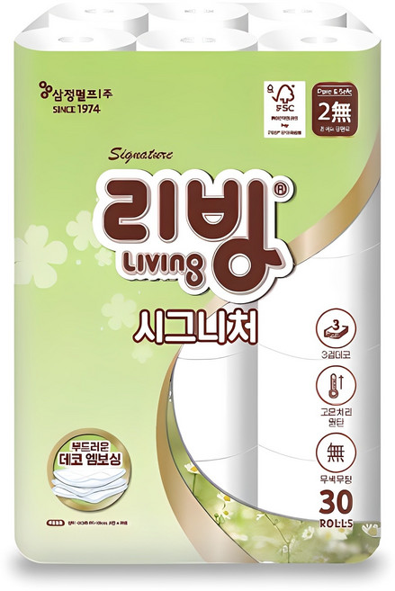 Living SOFT TISSUE Signature 3層高級捲筒衛生紙, 30m, 1個, 30入