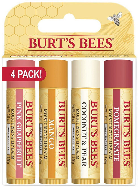 BURT'S BEES 護唇超級水果4件組, Pink Grapefruit Lip Balm 4.25g+Mango Lip Balm 4.25g+Coconut&Pear Lip Balm 4.25g+Pomegrante Lip Balm 4.25g, 1個