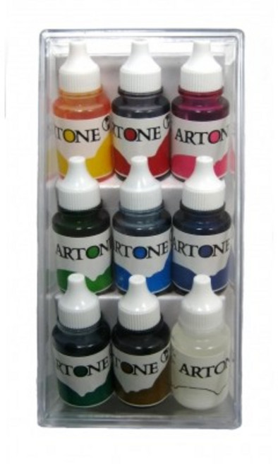 老人牌JANUA ARTONE彩色墨水 12ml-9色入 (塑膠盒新裝), 詳見包裝