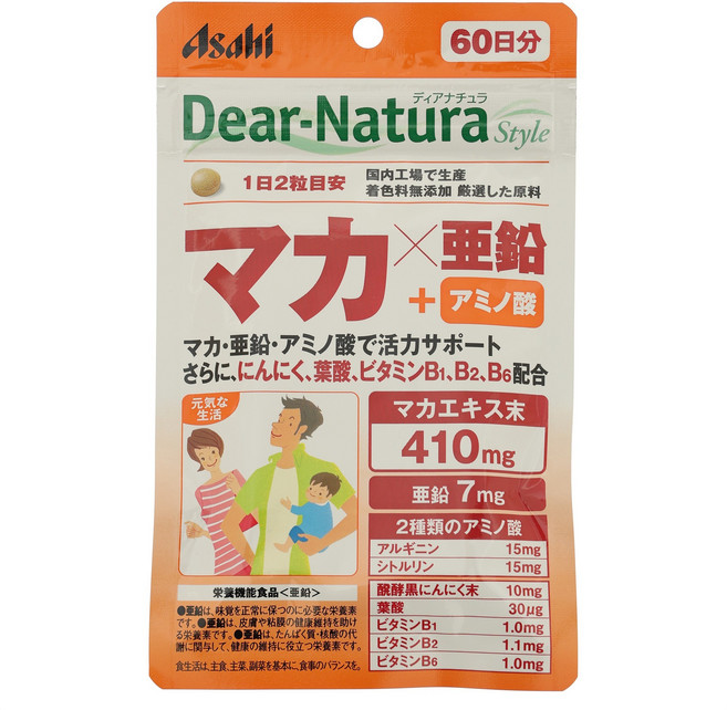 Asahi 朝日 Dear Natura瑪卡410mg&鋅7mg補充錠, 1包, 120顆