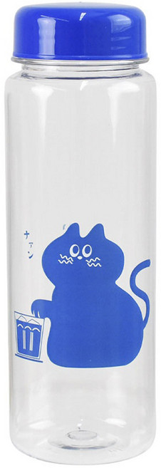 IPPINSHA 逸品社 療癒貓咪玻璃透明水瓶, 1個, 500ml, 坐姿圖