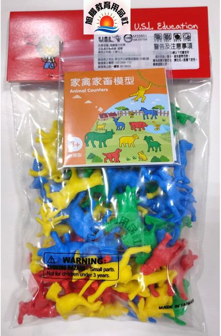 USL遊思樂 軟質家禽家畜模型組(12款動物 4色 48PCS裝)台灣製, 1個