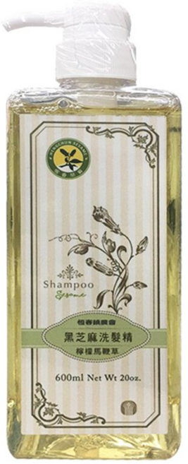 恆春鎮農會 黑芝麻洗髮精 檸檬馬鞭草 600ml, 1個