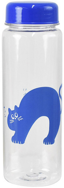 IPPINSHA 逸品社 療癒貓咪玻璃透明水瓶, 1個, 500ml, 拉伸外觀