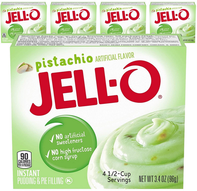 JELL-O 布丁&派內餡粉 開心果口味, 5盒, 96g