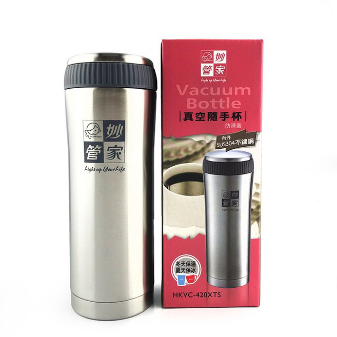 妙管家 真空隨手杯 不鏽鋼保溫杯 環保杯, 單一, 1個, 420ml
