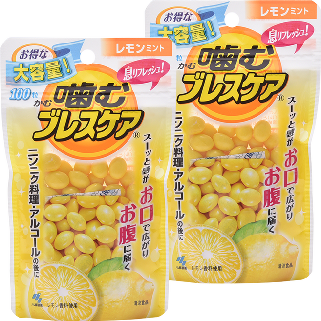 KOBAYASHI 小林製藥 咀嚼型清新口氣錠 檸檬薄荷 100顆入, 2個, 63g