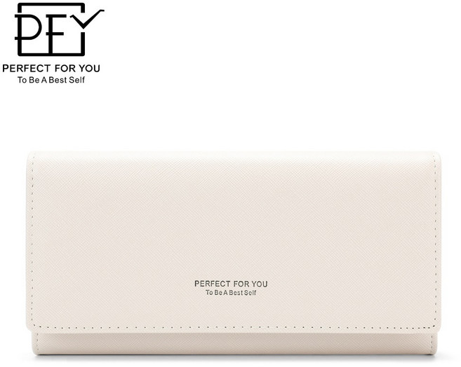 PERFECT FOR YOU 十字紋韓版二折鈕扣款雙拉鍊零錢袋長夾